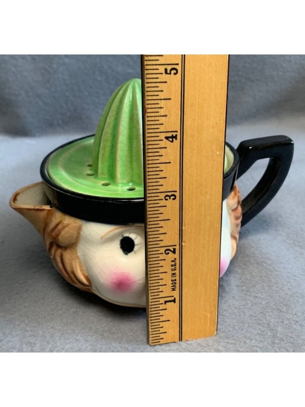 1950s Figural Girl Face Juicer/Reamer Handle Spout Maruto Moware - Picture 10 of 15